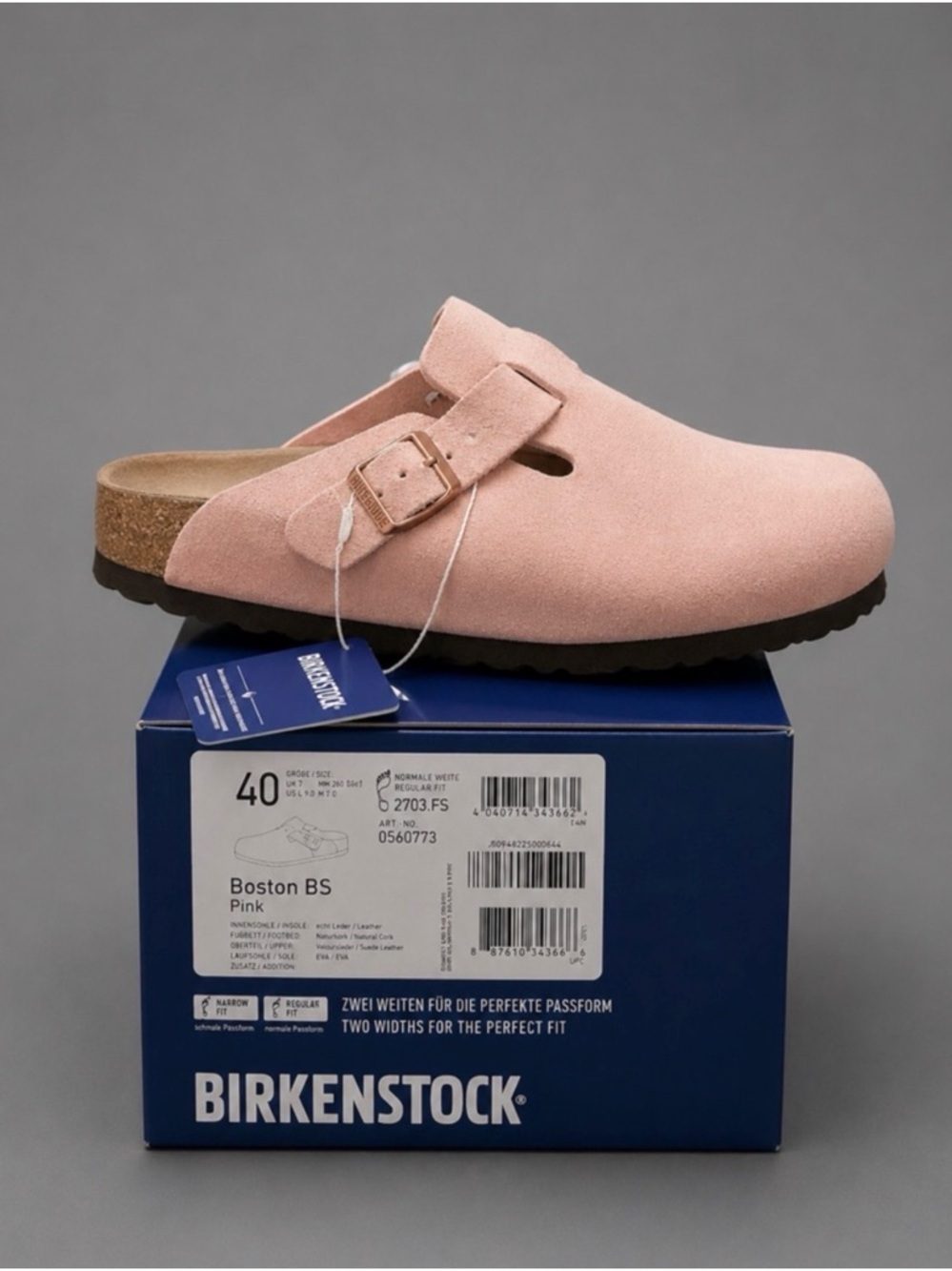 Birkenstock Boston BS Pink Suede Clogs EU 40 US 9-9.5 NWT